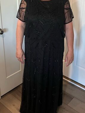 JL Kouture Black Beaded Evening Dress - Elegant Women's Gown
